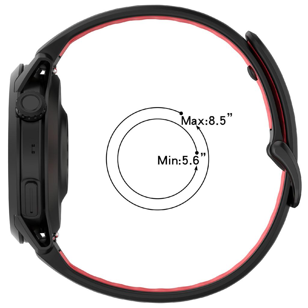 22mm Dual Color Silicone Strap for Coros Pace 4 Quick Release Watch Band with Snap Button