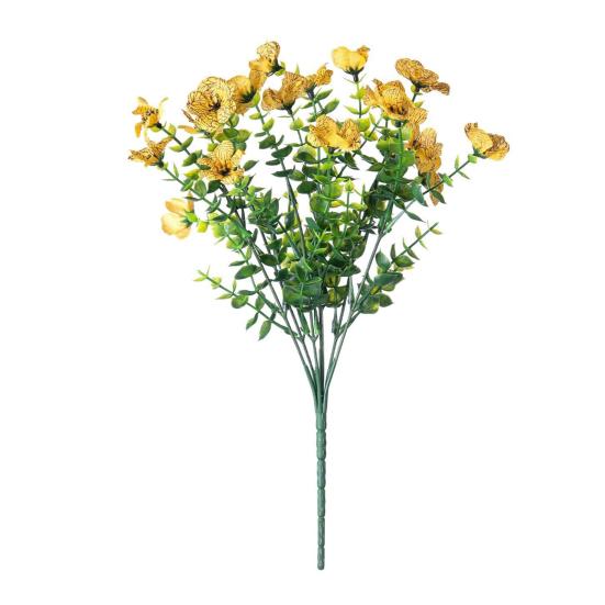 5Pcs Artificial Violet Flower with Green Leaves 7 Fork Fake Silk Flower Stem Home Office Wedding Party Indoor Outdoor Faux Bloom Table Centerpiece