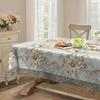 Elegant White And Gold Floral Round And Rectangular Tablecloth With Embossed Edges, Luxurious Lattice