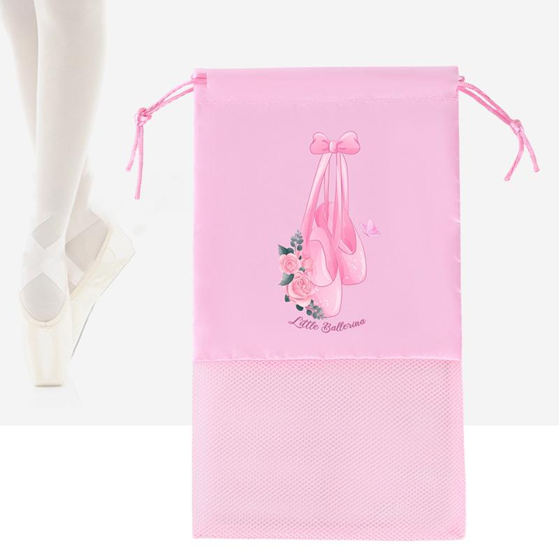 Portable Mesh Dance Bag Breathable Shoes Storage Pouch Girls Ballet Organizer Bags Shoe Pouches Bag Drawstring Dance Shoes Pouch