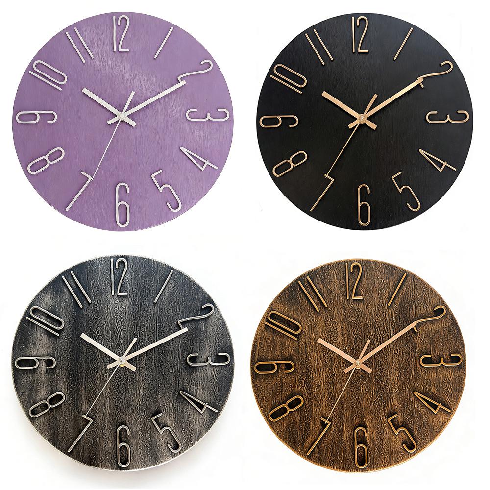 12-inch 30CM Plastic Spanish Wall Clock, No Glass, Light Luxury Decorative Design.