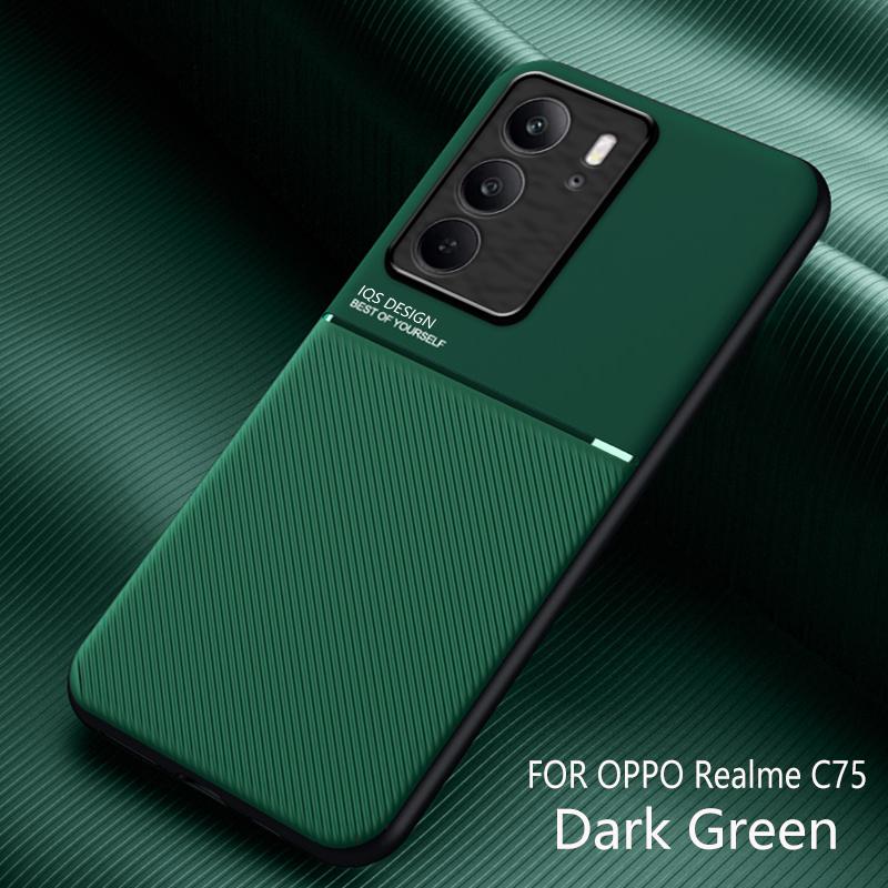 Non-Slip Texture Shockproof Phone Case For Realme C75 6.72 inches Soft TPU Frame PU Leather Magnetic Protective Back Cover