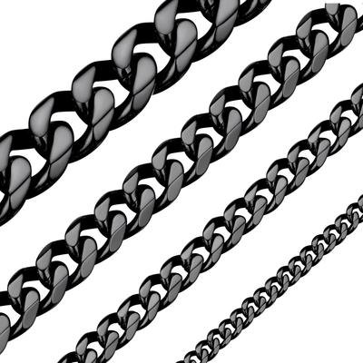 [ChainsHouse] Men's Necklace, Chain Only, Surgical Stainless Steel, Curb Chain, Hypoallergenic, Black, 46cm, 3mm, Accessory