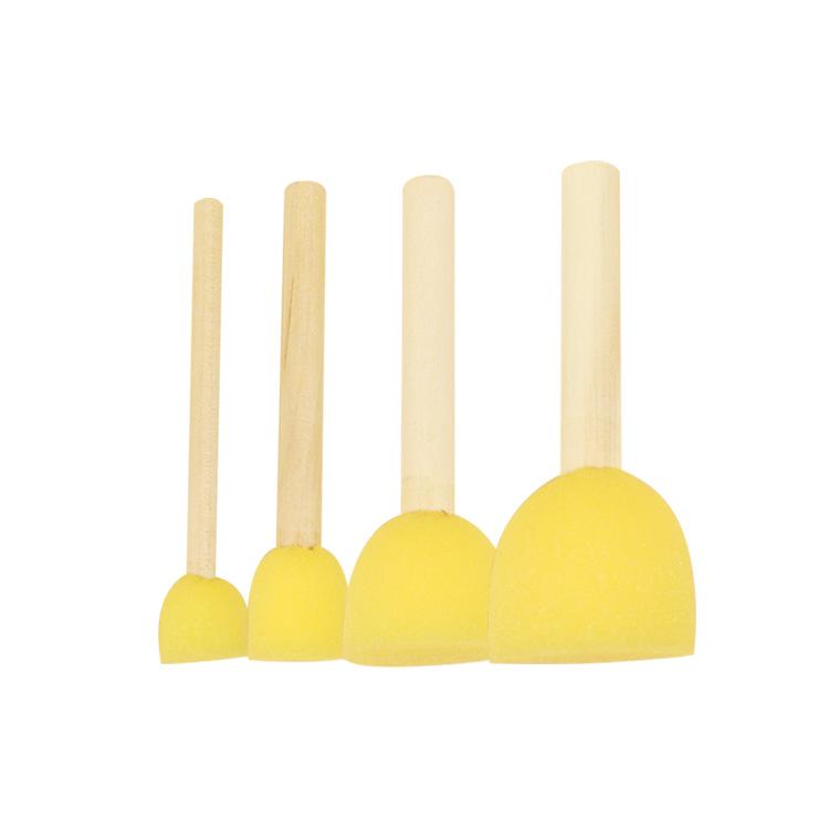 Wooden Handle Sponge Paintbrush Set for Kids - Finger Stamps & Multiple Specifications