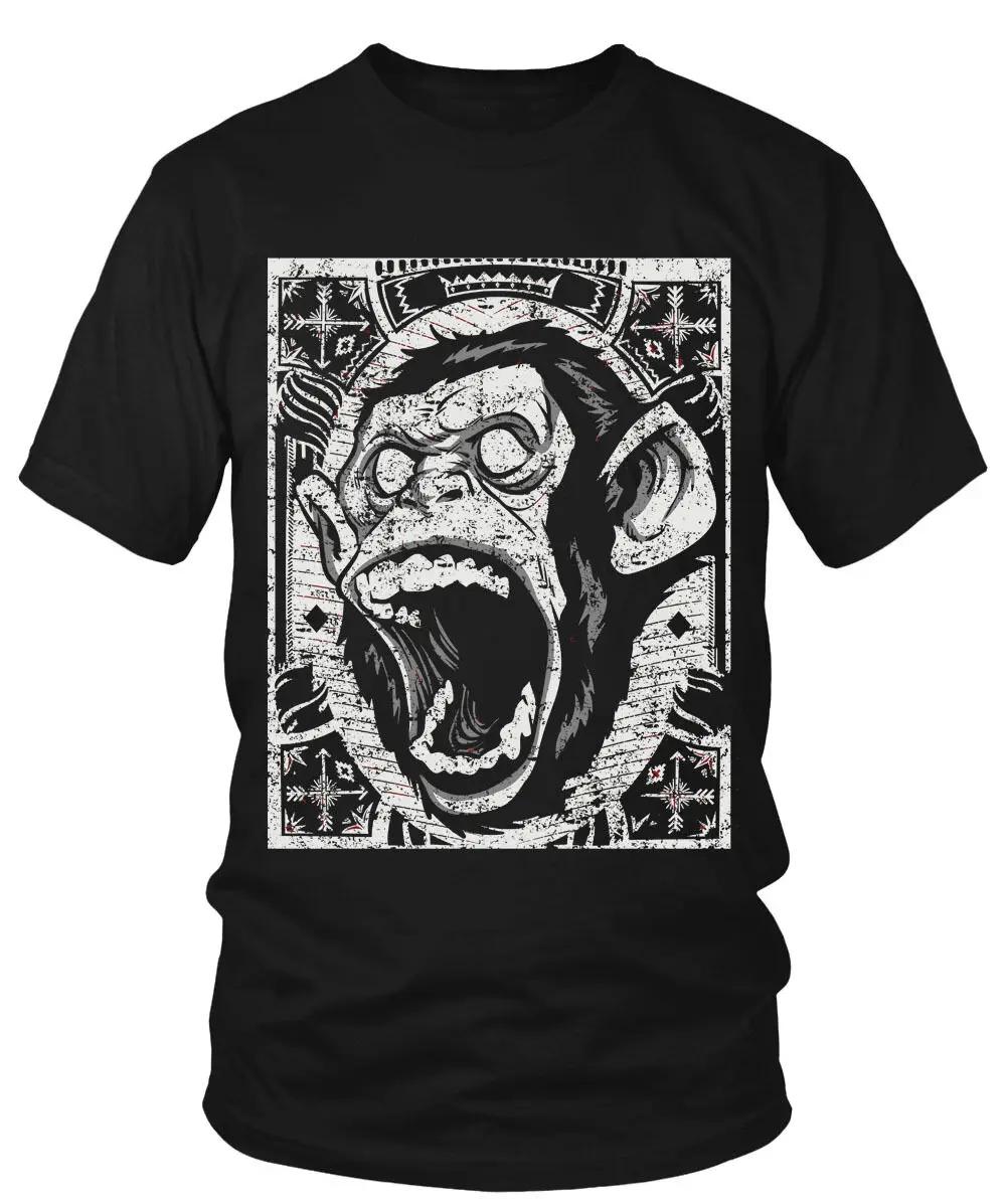 Футболка Crazy Monkey Веселая футболка Обезьяна Обезьяна Сумасшедшая Безумная Lustig Обезьяна Животное Животное Мужская 100% Хлопок Повседневные Футболки Свободный Топ S3XL S