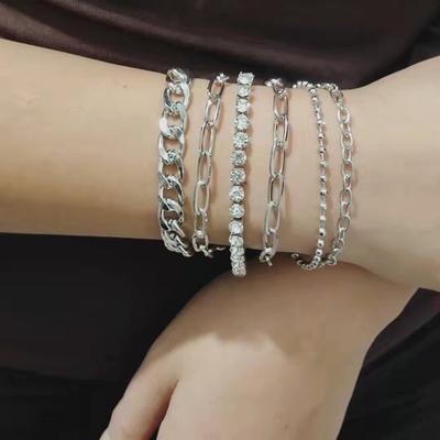 Hot-selling Retro Creative Multi-element Chain Jewelry Femininity Versatile Claw Chain Brick Multi-layer Bracelet Set