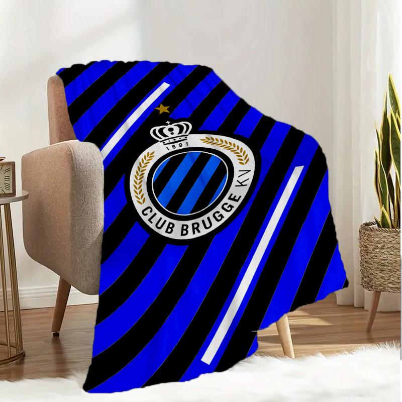 Coperta con Stemma FC Brugge Leggera Ideale per Letto Perfetta per Viaggi, Campeggio, Soggiorni, Uffici, Divani, Regalo di Natale per tifosi