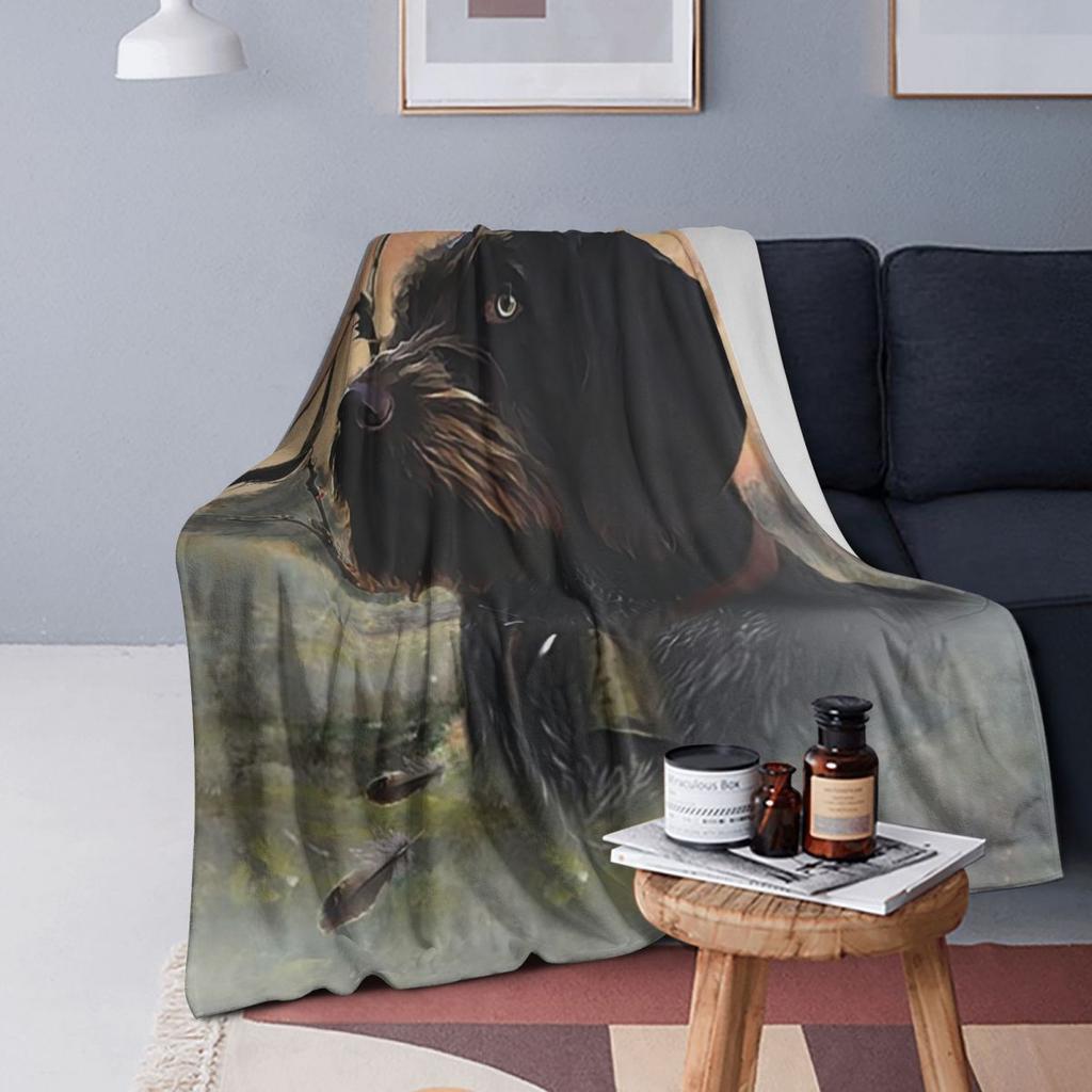 German Wirehaired Pointers Gundogs Blankets Soft Warm Flannel Throw Blanket Bedspread for Bed Living room Picnic Travel Home