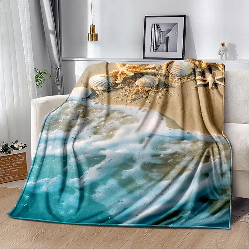 3D Starfish Beach 29 Style Shell Sea Star Sand Cartoon Blanket,Soft Throw Blanket for Home Bedroom Bed Sofa Picnic Office Cover