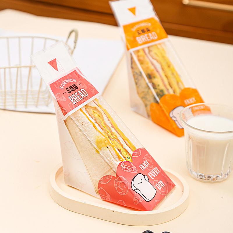 100Pcs Sandwich Plastic Packaging Transparent Triangle Bags For Bread Butty Bags Birthday Party Decoration Treat