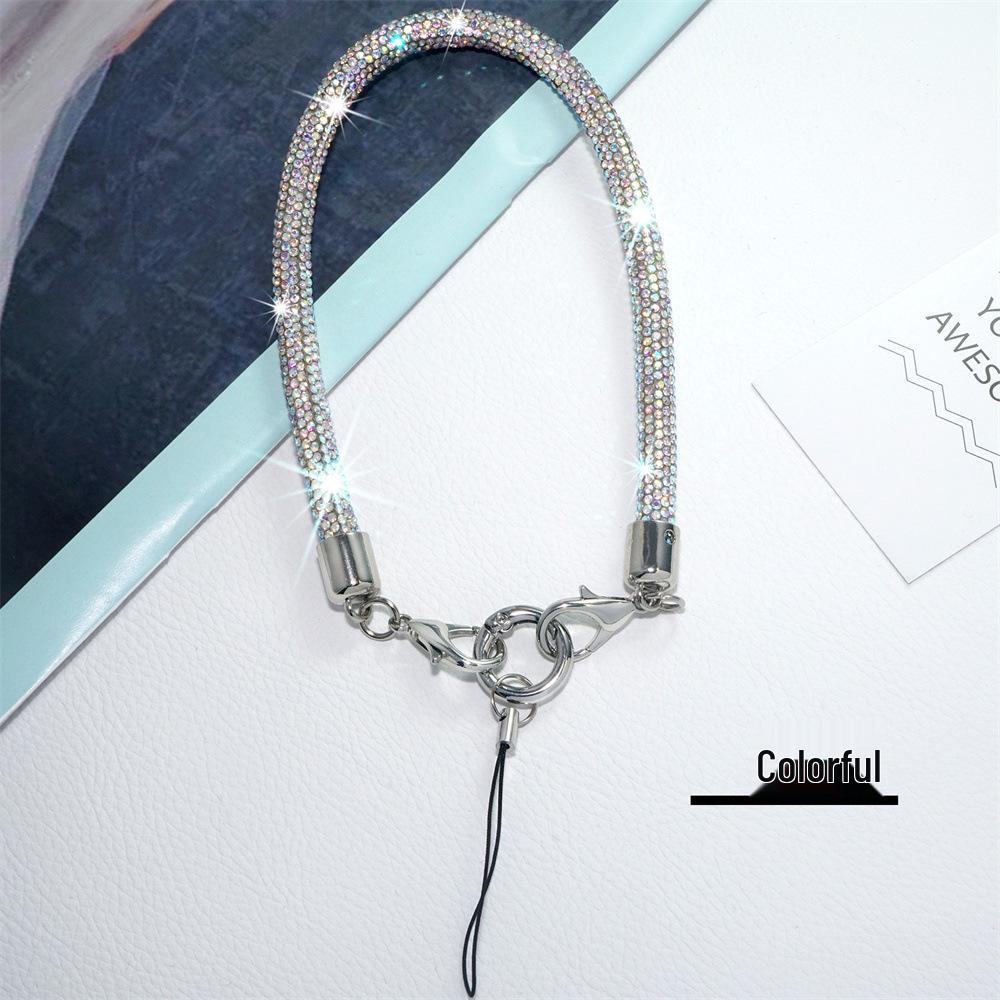 Luxury Rhinestone Phone Lanyard: 0.8CM Anti-Lost Wrist Keychain and Bag Chain