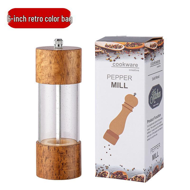 Starry Sky Wooden Pepper Mill - Transparent Acrylic Manual Grinder for Sichuan Pepper, Black Pepper, Sea Salt, and Rose.