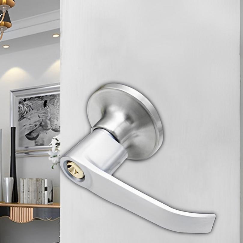 Door Handle Lock Aluminum Alloy Door Key Locks Room Hotel Anti Theft Safty Security Locker Latch for Toilet /Bathroom/Bedroom