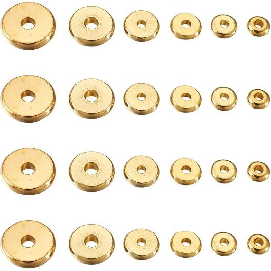 Cheriswelry 200 шт. 6x1,2 мм Плоские круглые металлические бусины Хейши Разделители Золотая латунь Плоские круглые диски-монеты Рассыпные бусины-разделители для серферских богемных украшений