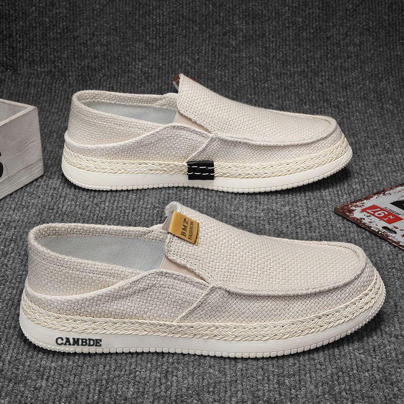 Cloth Shoes Men's Summer New Breathable Fisherman Shoes Men's Trend One-pedal Linen Casual Driving Beanie Shoes