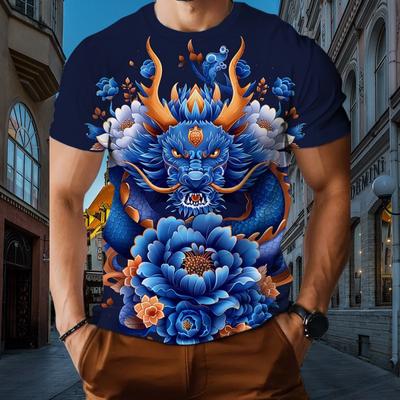 Dragon Totem 3d Printing Summer Men's T-Shirt Trend Cool O Collar Large Size Short Sleeve Fashion Creative Quality Clothing