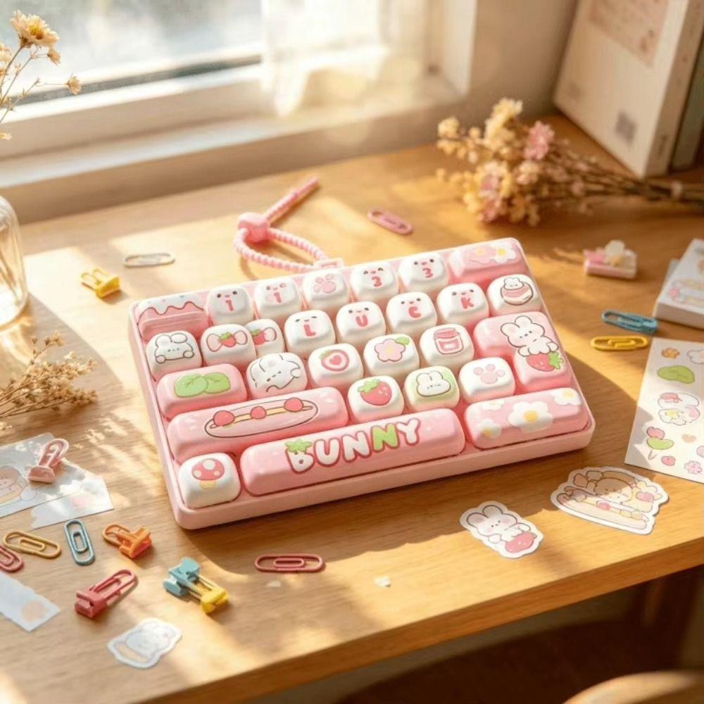 Cute Design Decompression Button Toy 26 Key Keyboard Keychain Accessories Gift