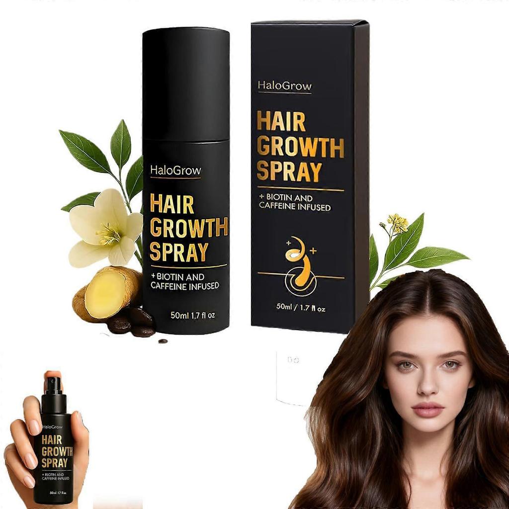 HaloGrow Hair Growth Spray –All Hair Types with Natural Ingredients, Reduced Shedding, Hydration and Silky Texture- 50ml