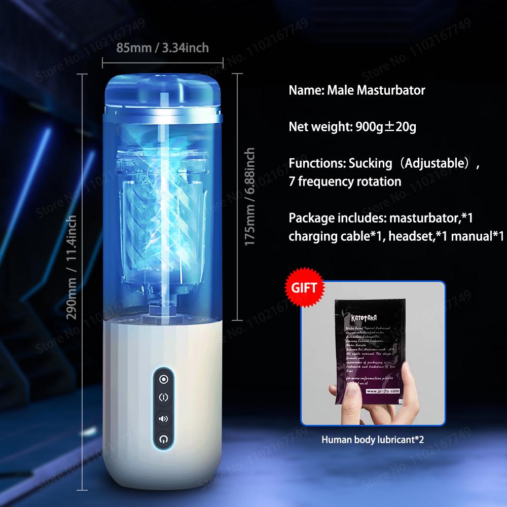 Masturbators for Men Automatic Sucking Telescopic Rotating Male Masturbator Cup Real Vagina Pocket Pussy Blowjob Machine Sex Toy