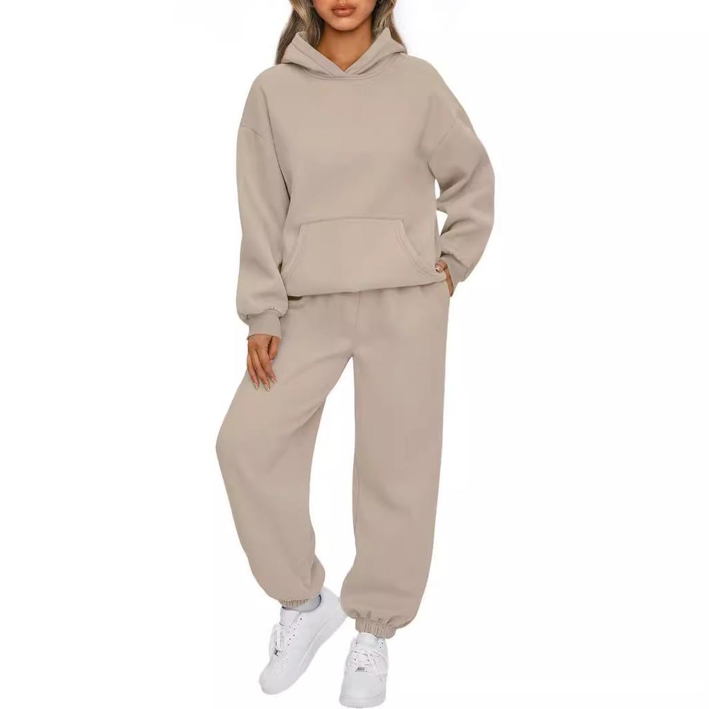 Women's Leisure Suit Long Sleeved Loose Hoodie Sweatshirts and Trouser Autumn Female Fashion Two Piece Set