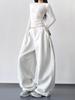 Popular Women's Grey Wide-leg Pants, 2024 Autumn/Winter, Relaxed Fit for Casual Sports.