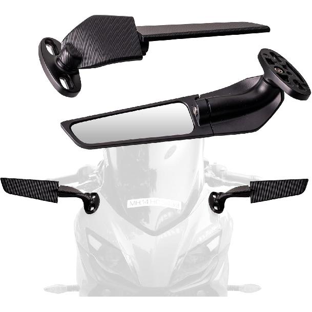 Racing Motorcycle Rear View Mirrors, 360° Rotating Stealth Mirrors Compatible With Honda CBR300R CBR500R CBR600RR CBR1000RR, Kawasaki Ninja 300 400