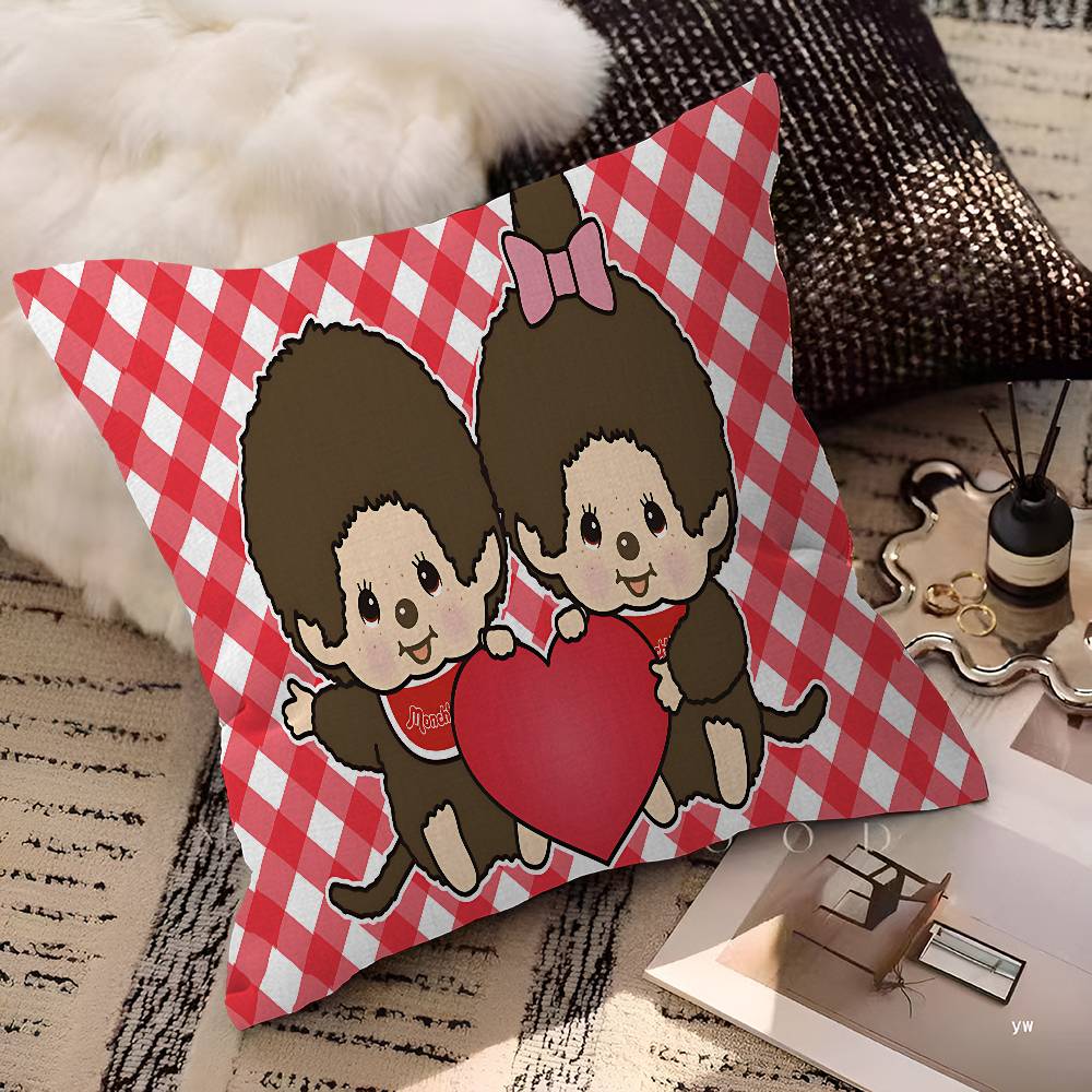 Anime M-Monchhichi Personalizovaný povlak na polštář Dětský pokoj Divoká párty Dekorace Povlak na polštář Dětské narozeniny Sprchový dárek