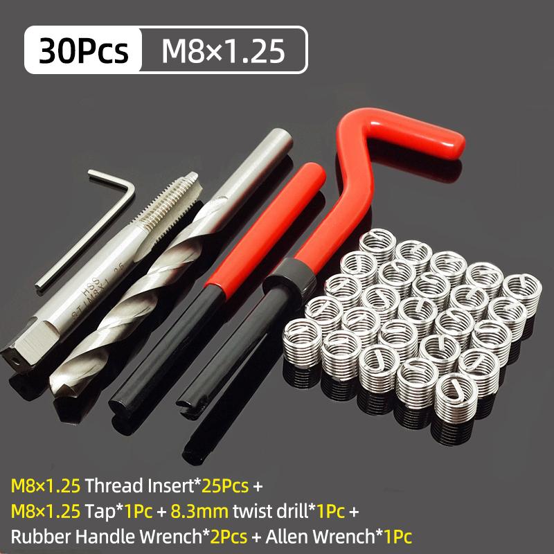 Kit de herramientas de reparación de hilos, 15/20/30 Uds., M5/6/8 para restaurar hilos dañados, llave inglesa, broca helicoidal, herramientas de reparación de automóviles, palanca