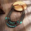 Bohemian Multilayer Art Wooden Pearl Necklace Round Geometric Women Decoration