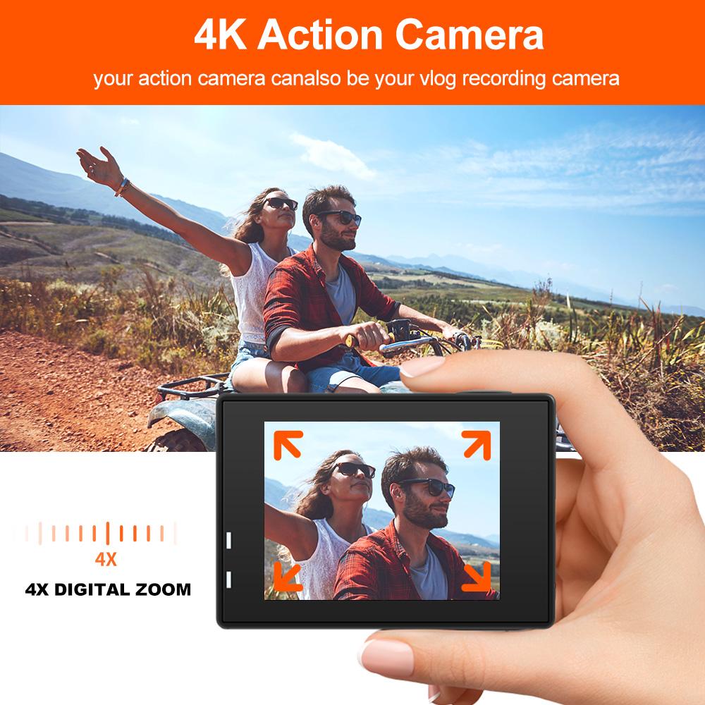 Action Camera, 4K High-definition Underwater Camera, Wireless WiFi Waterproof Outdoor Digital Camera