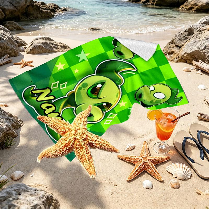 Custom Name Personalized Plants vs. Zombies Print Beach Towel, for Trip Camping Beach Party Home Decor, Birthday Gift for Family & Friends