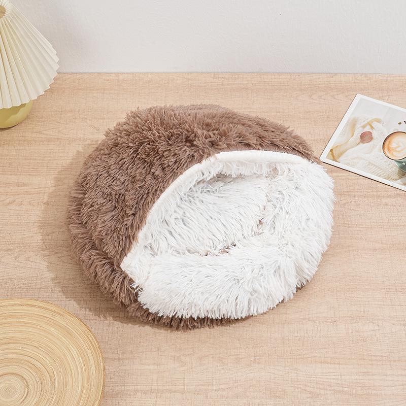 Winter Warm & Comfortable Semi-Enclosed Shell-Shaped Pet Bed - for Dogs & Cats Exclusive, Cozy Enclosed Winter Nest, Made of Soft PP/Sponge