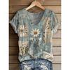 Women Summer T Shirt Flower Pattern Print Short Sleeve Tees Casual Printed Tops