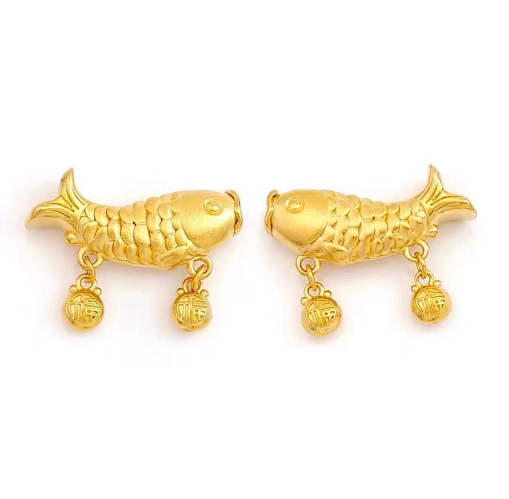 Lulutong Goldfish Pendant Necklace - Sand Gold, Clavicle Chain, Light Luxury, Good Luck Carp Design