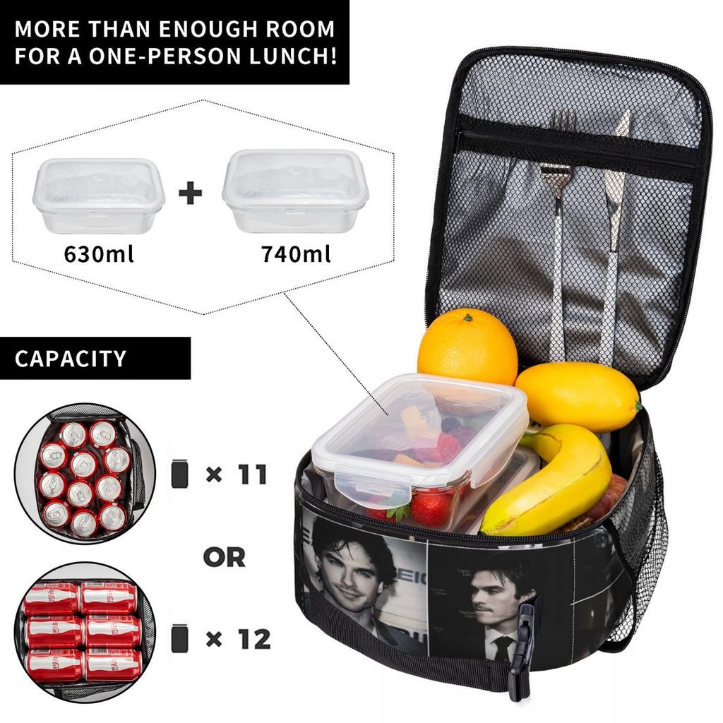 The Vampire Diaries Damon Salvatore TV Serie Lunchtas Werk Lunchbox Voor Meisjes Designer Thermische Tote Handtassen Koeltas