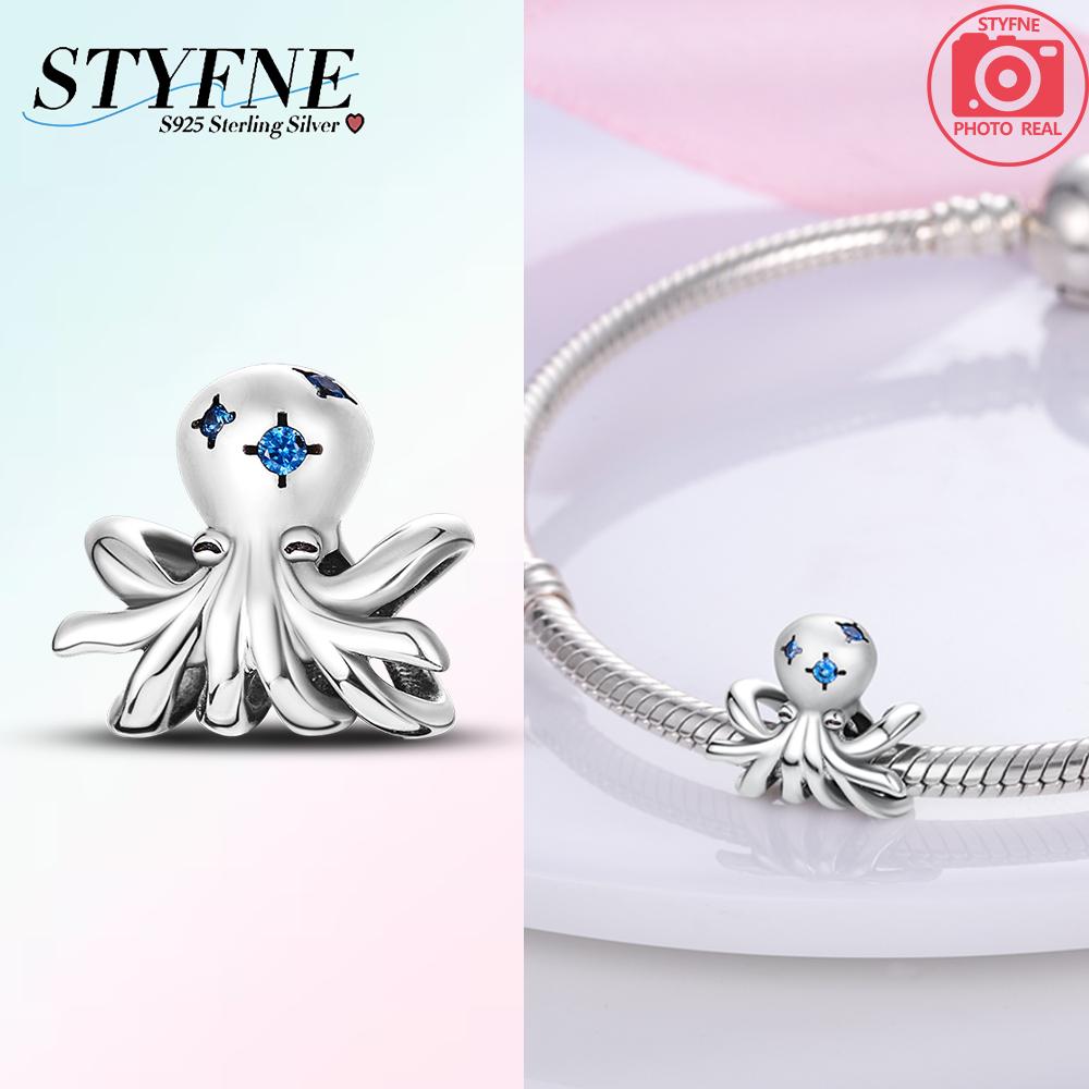 Original Copper Blue Octopus Tail Starfish Animal Seahorse Beads Charm Fit Bracelet Women Anniversary Gift Accessory Jewelry