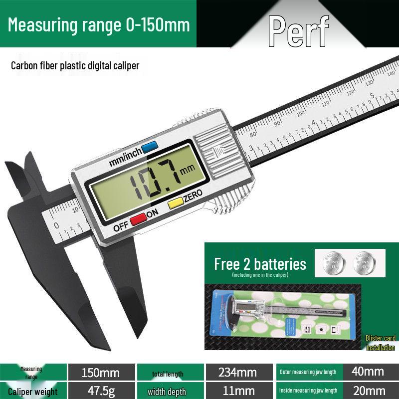Carbon Fiber Digital Caliper, 0-150mm, for Jewelry and Wenwan Precision Measuring