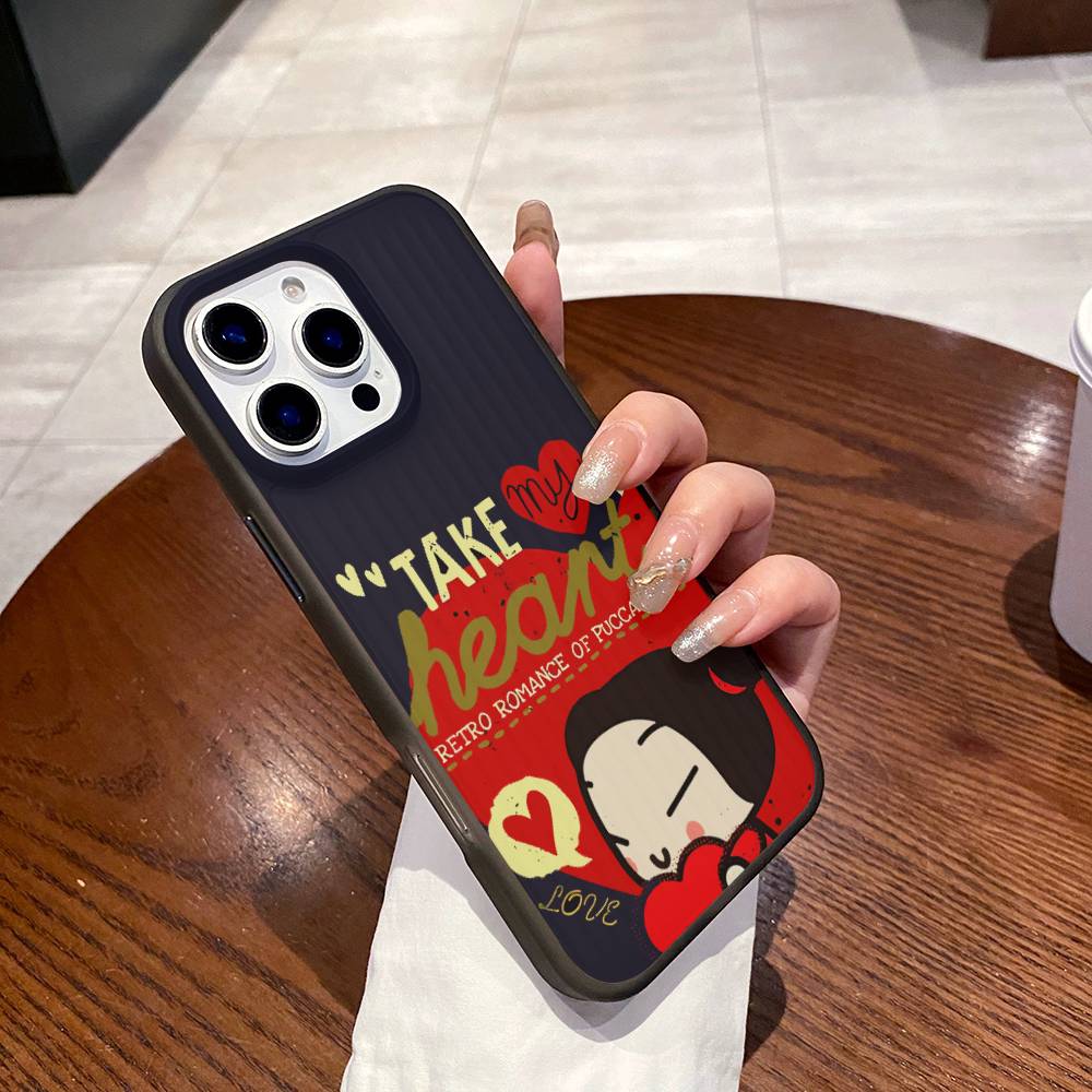 Animation Pucca Cate Phone Case For IPhone 17 16 15 14 13 12 11 Pro Max Plus Corrugated Bumper Back Cover Shell iPhone 15