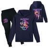 Winter Casual Witch Hunting Group Front Back Patterns Printed Children's Set Comfortable Hooded Sweatshirt Set
