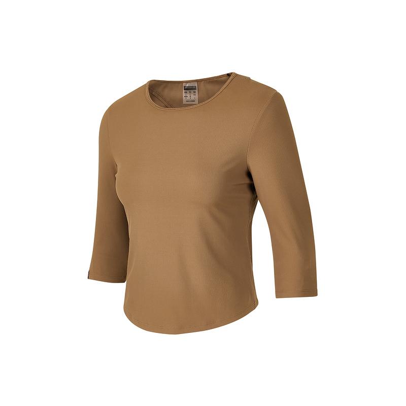 Skechers Freedom Series Casual Comfortable Versatile Soft Three-Quarter Sleeve T-Shirt Women tops Brown P324W050-01J0 S