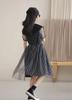 Weileenice Black Size Short Sleeve Checkered Elementary School Entrance Memorial Formal Korean Short Summer Children's Dress, 140, Pattern, Girls'