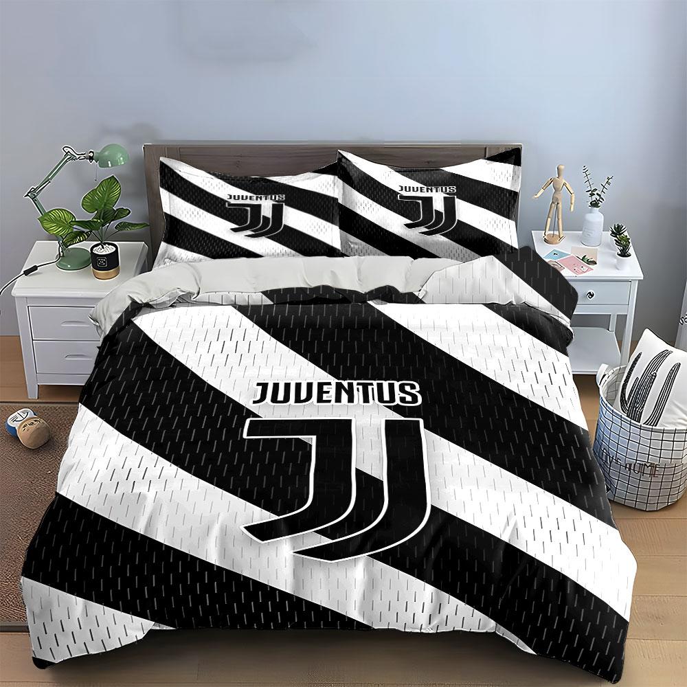 Set Biancheria da Letto Juventus Bianco Nero Set Copripiumino Copripiumino Federe  (1 * Copripiumino 2 * Federe, senza piumino)
