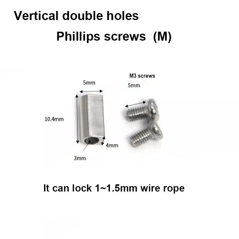 

1-4 мм регулируемый стальной трос с пряжками, зажим для DIY лампы, подвесные зажимы, телескопические зажимы с резьбой с двойным отверстием typeE 10pcs