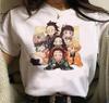 Kawaii Casual Anime Demon Slayer Kimetsu No Yaiba Graphics Female T-Shirt Summer Loose Blouse White Tees O-Neck Women Goth Tops