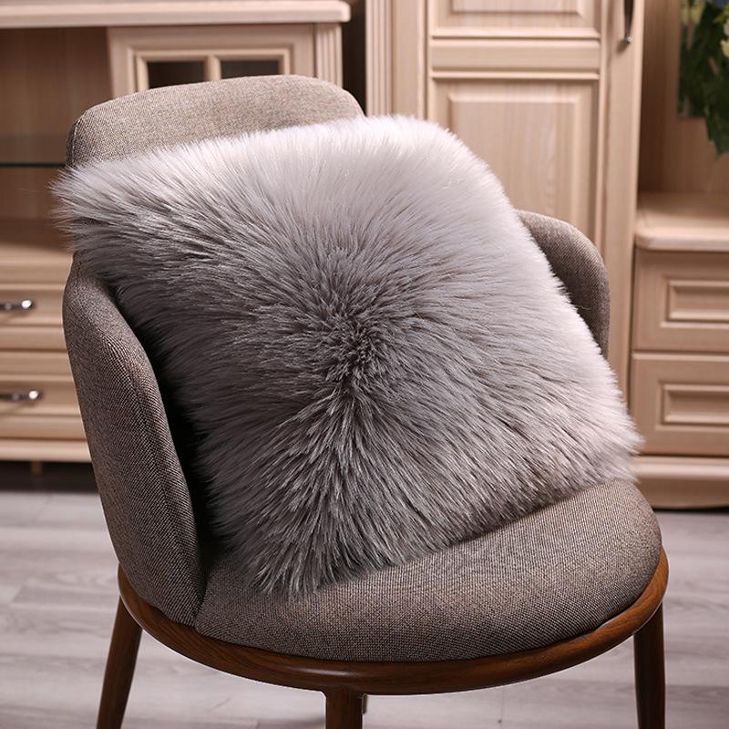 Ins Style Imitation Wool Plush Cushion - Cute Backrest & Bay Window Pillow for Sofa