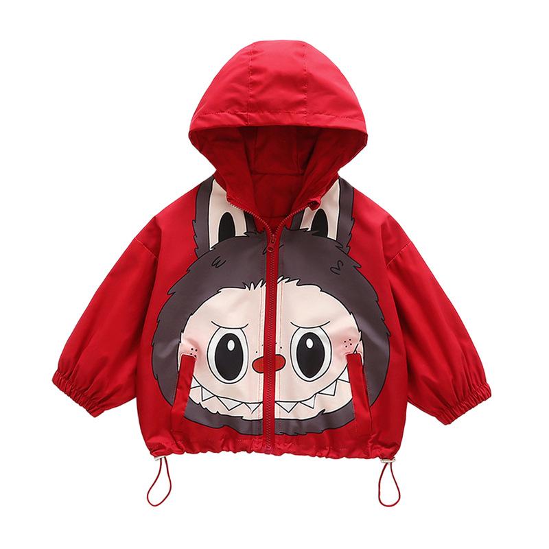 

Spring & Autumn 2025 Girls Cartoon Hooded Windbreaker 120 cm красный
