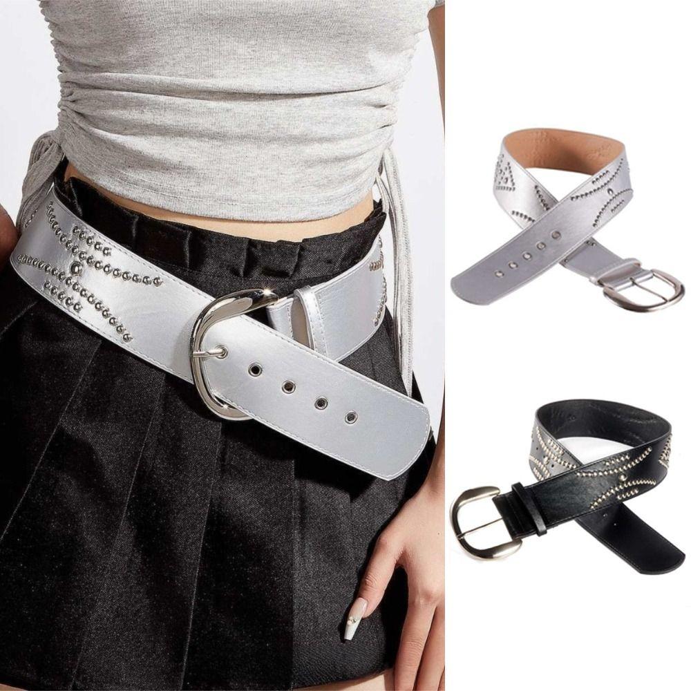 PU Leather Rivet Decoration Belt Personalized Waist Belt Fashion Waist Strap  Women