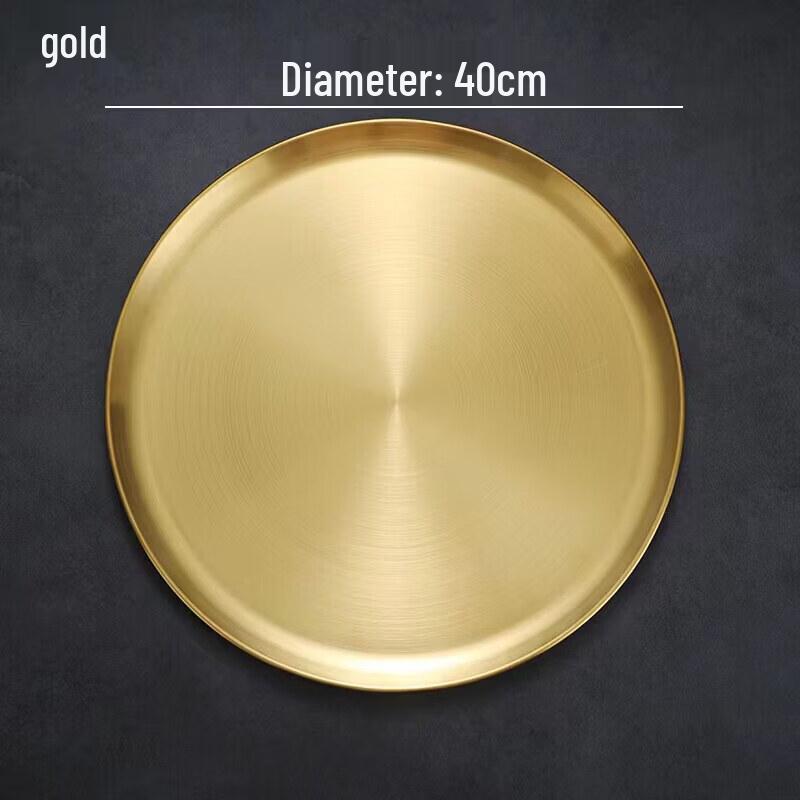 Korean Style Golden Round Melamine Serving Plate