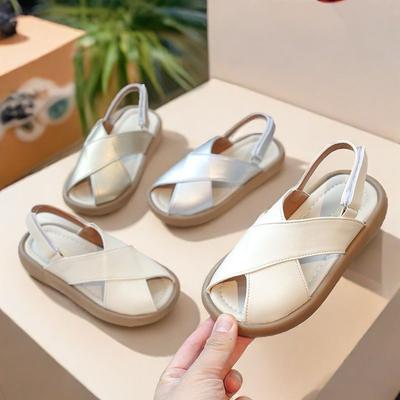 Zapatos de Playa para Niños Cierre de Velcro Suela Suave Sandalias para Niñas Color Sólido Versátiles Verano 2025 Nuevos Zapatos Casuales para Niños Antideslizantes Modernos