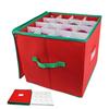 64 Grids Christmas Ball Storage Box Large Capacity Folding Xmas Ball Storage Containers with Dividers Zipper Closure